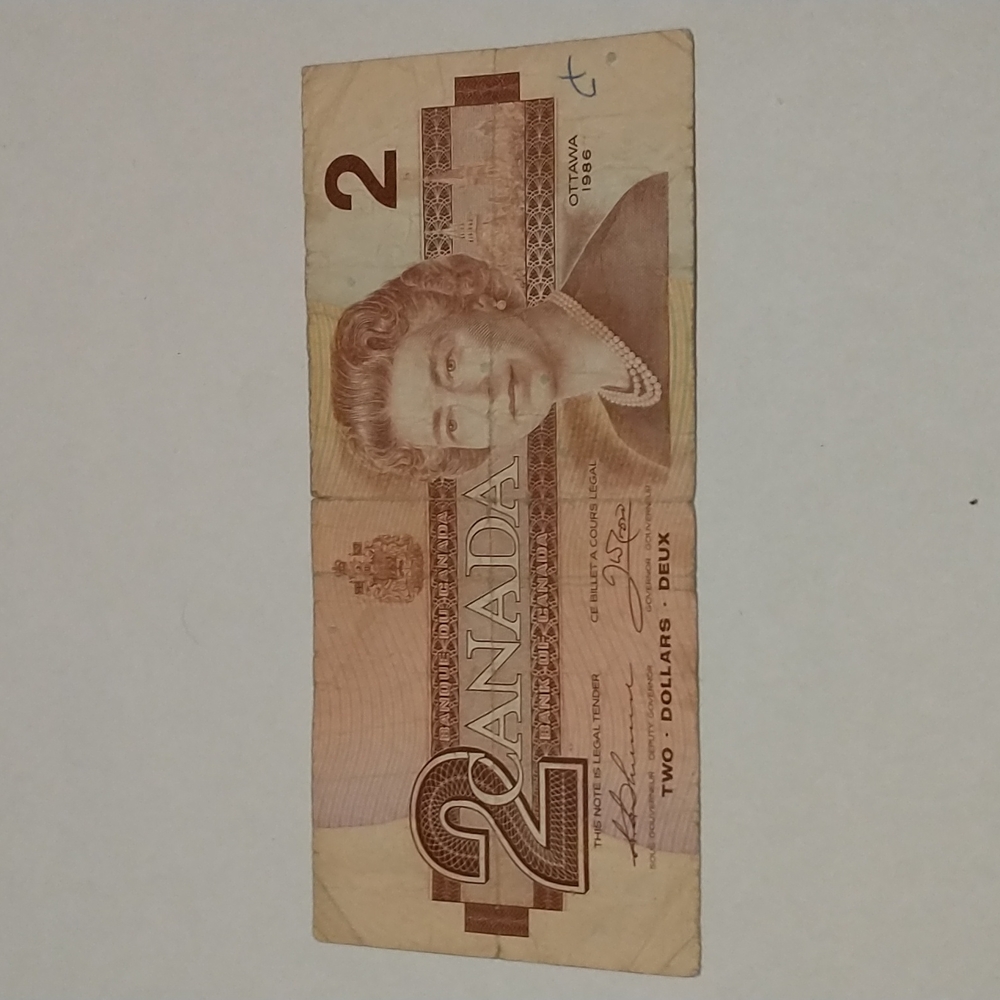 1986 Canadian $2 Bank note